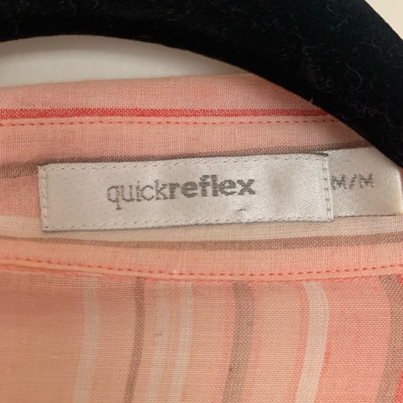 Striped Button Down Long Sleeve Shirt Quick Reflex Size M Coral Multi Colored - Picture 3 of 3